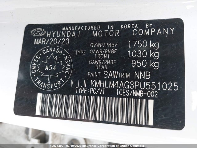 Продаж на аукціоні авто 2023 Hyundai Elantra Sel, vin: KMHLM4AG3PU551025, номер лоту: 40077390