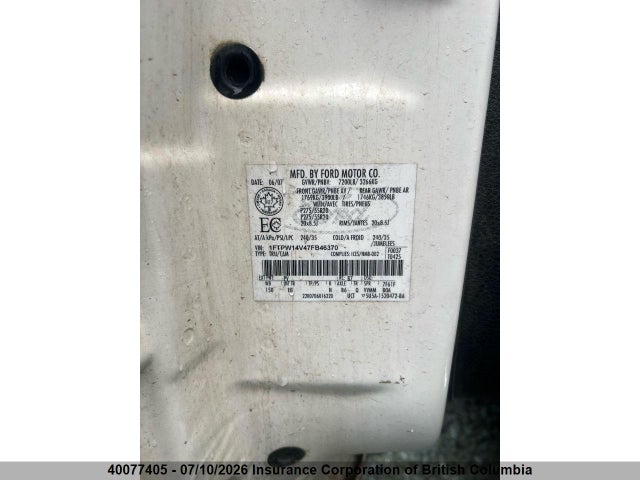 40077405 :رقم المزاد ، 1FTPW14V47FB46370 vin ، 2007 Ford F150 مزاد بيع