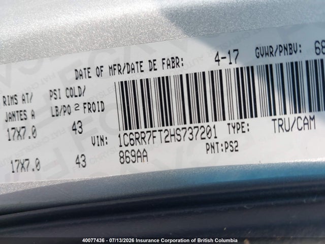 RAM 1500 St 2017 1C6RR7FT2HS737201 Image 9