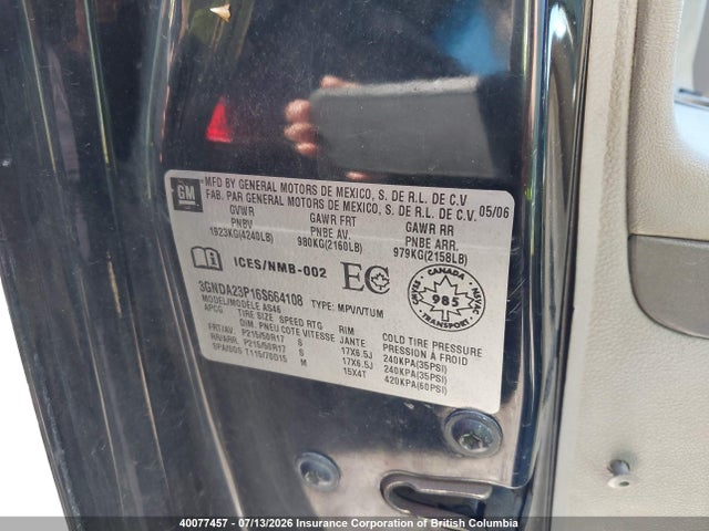 Продаж на аукціоні авто 2006 Chevrolet Hhr, vin: 3GNDA23P16S664108, номер лоту: 40077457