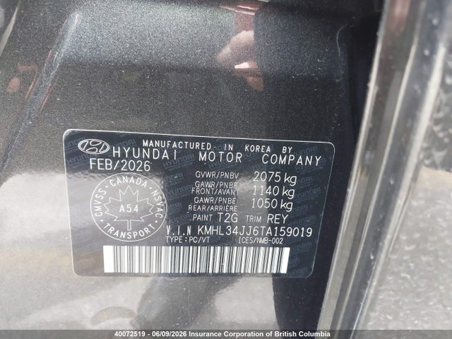 Продажа на аукционе авто 2026 Hyundai Sonata Hybrid/sel, vin: KMHL34JJ6TA159019, номер лота: 40072519