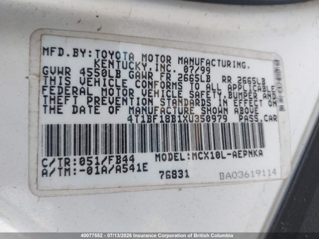 Продажа на аукционе авто 1999 Toyota Avalon Xl/xls, vin: 4T1BF18B1XU350979, номер лота: 40077552