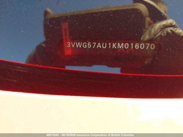 3VWG57AU1KM016070 Volkswagen GOLF S/SE