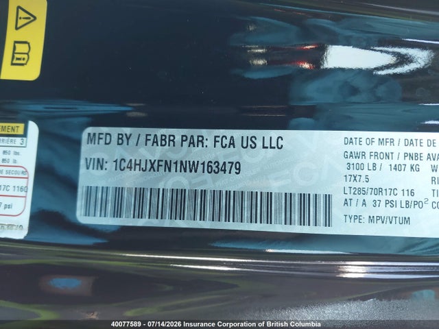 1C4HJXFN1NW163479 Jeep Wrangler Unlimited Rubicon