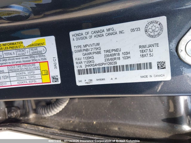 Honda CR-V 2023 2HKRS4H50PH126039 Image 9