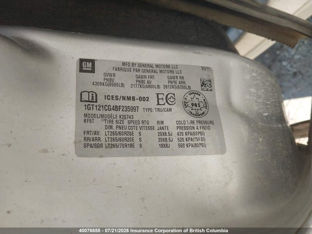 Продажа на аукционе авто 2011 Gmc Sierra K2500 Slt, vin: 1GT121CG4BF235997, номер лота: 40076658