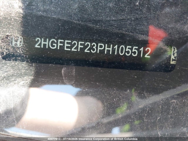 Продаж на аукціоні авто 2023 Honda Civic, vin: 2HGFE2F23PH105512, номер лоту: 40077613