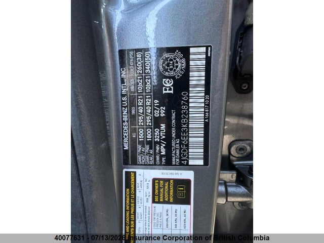 4JGDF6EE3KB238760 Mercedes-Benz Gls 450 4matic