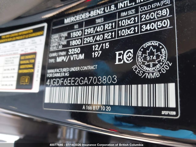 4JGDF6EE2GA703803 Mercedes-Benz Gl 450 4matic