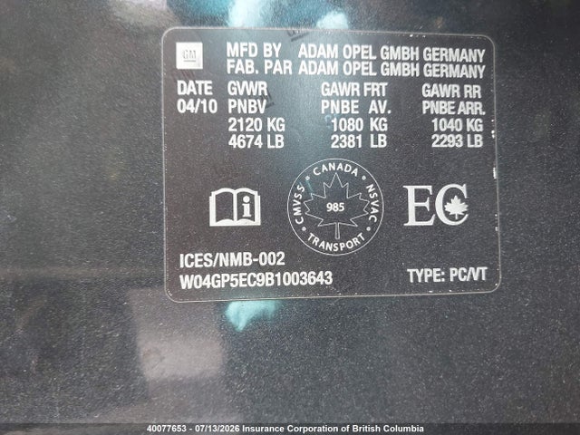 Auction sale of the 2011 Buick Regal, vin: W04GP5EC9B1003643, lot number: 40077653