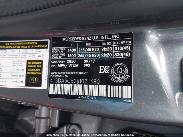 2018 Mercedes-benz Gle 400 4matic მანქანა იყიდება აუქციონზე, vin: 4JGDA5GB2JB021680, აუქციონის ნომერი: 40077655