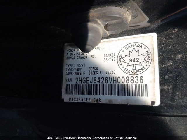 Продаж на аукціоні авто 1997 Honda Civic Cx, vin: 2HGEJ6426VH008836, номер лоту: 40073646