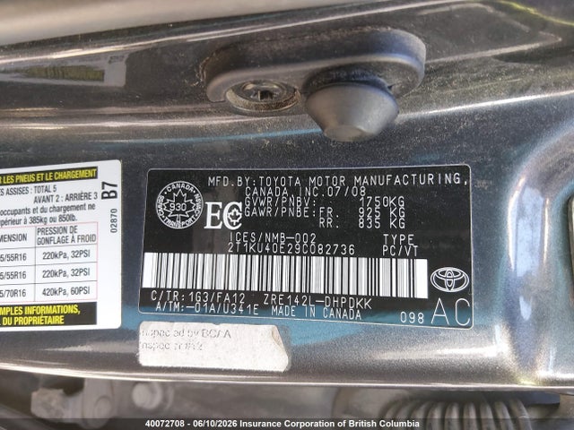 2009 Toyota Corolla Matrix მანქანა იყიდება აუქციონზე, vin: 2T1KU40E29C082736, აუქციონის ნომერი: 40072708