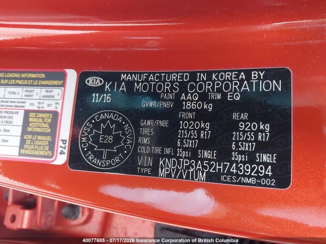 KIA Soul 2017 KNDJP3A52H7439294 Image 9
