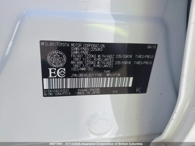 Toyota RAV4 2018 JTMJJREV6JD217198 Image 9