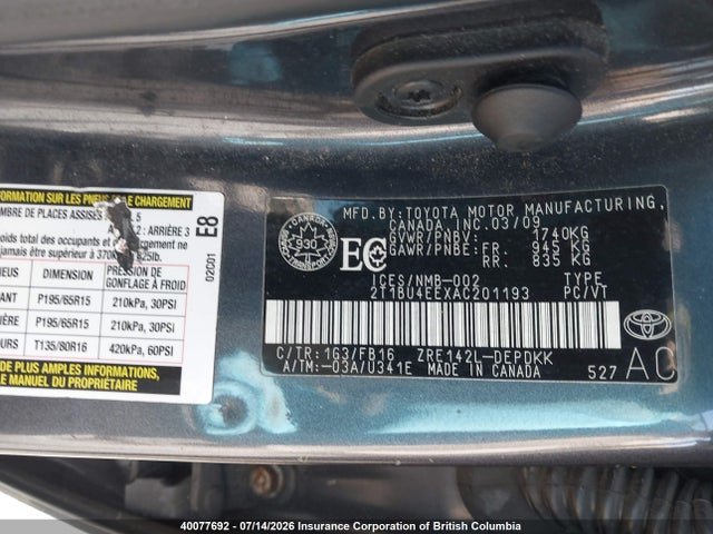 Продаж на аукціоні авто 2010 Toyota Corolla S/le/xle, vin: 2T1BU4EEXAC201193, номер лоту: 40077692