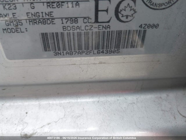 3N1AB7AP2FL643905 Nissan Sentra S/sv/sr/sl