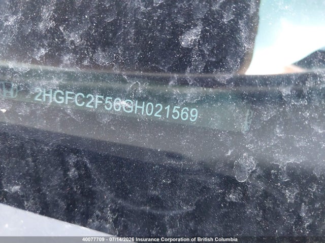Продаж на аукціоні авто 2016 Honda Civic, vin: 2HGFC2F56GH021569, номер лоту: 40077709