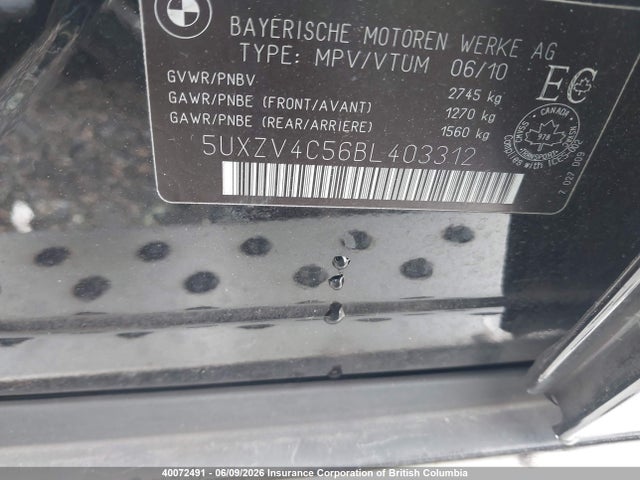 40072491 :رقم المزاد ، 5UXZV4C56BL403312 vin ، 2011 Bmw X5 Xdrive35i مزاد بيع