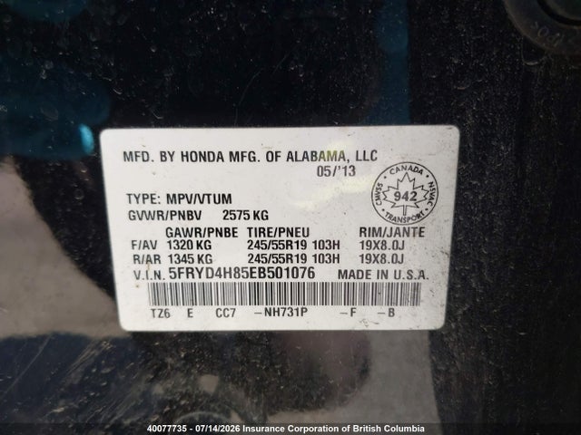 Acura MDX 2014 5FRYD4H85EB501076 Image 9