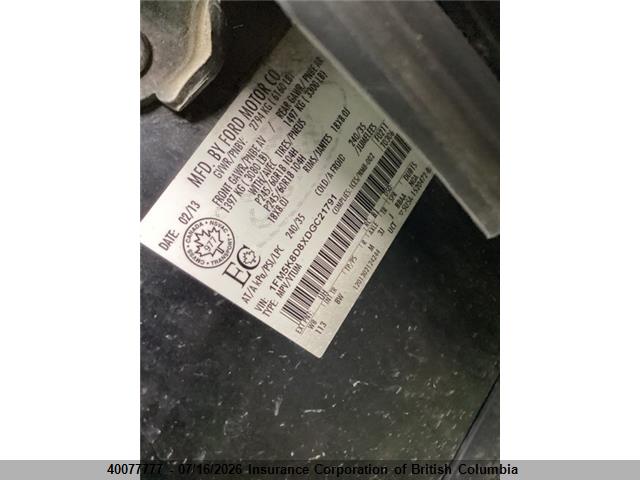40077777 :رقم المزاد ، 1FM5K8D8XDGC21791 vin ، 2013 Ford Explorer Xlt مزاد بيع