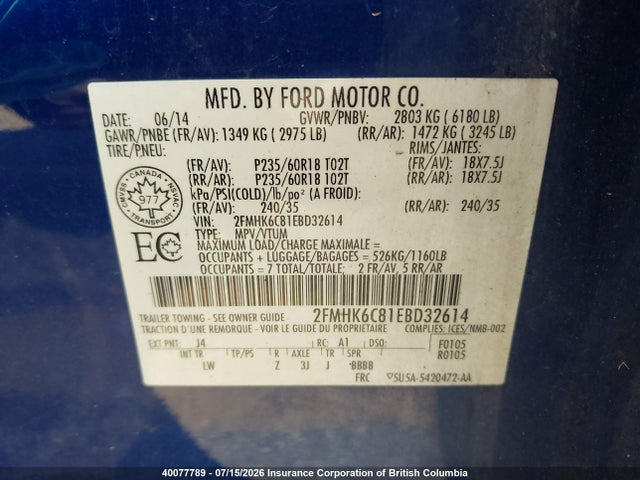 Ford Flex 2014 2FMHK6C81EBD32614 Image 9
