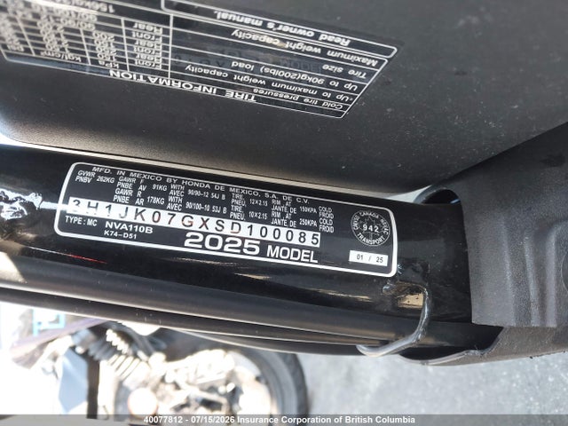 Продаж на аукціоні авто 2025 Honda Navi, vin: 3H1JK07GXSD100085, номер лоту: 40077812