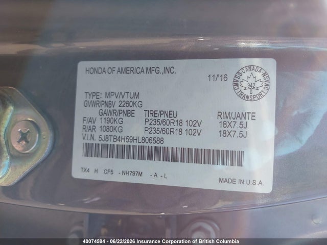 Acura Rdx Technology 2017 5J8TB4H59HL806588 Image 9