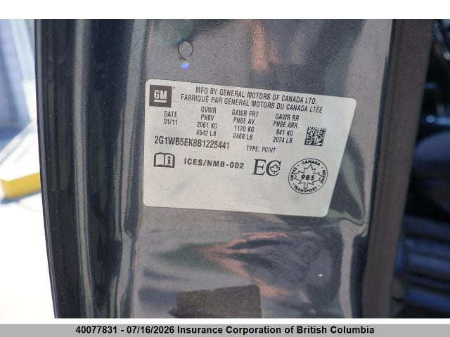 Продаж на аукціоні авто 2011 Chevrolet Impala Lt, vin: 2G1WB5EK8B1225441, номер лоту: 40077831