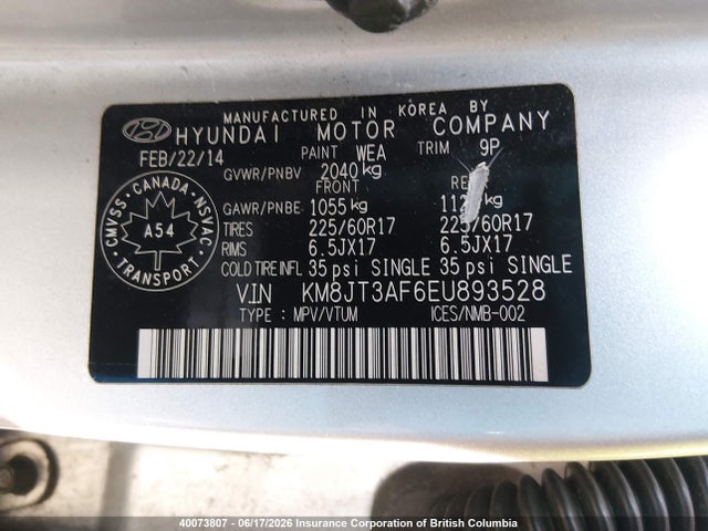 Hyundai TUCSON GLS 2014 KM8JT3AF6EU893528 Image 9