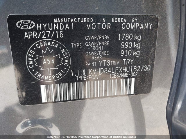 Aukcja sprzedaży 2017 Hyundai Elantra Se/value/limited, vin: KMHD84LFXHU182730, numer aukcji: 40077867