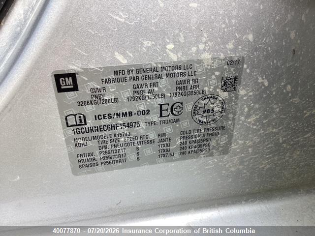 Продаж на аукціоні авто 2017 Chevrolet Silverado K1500/k1500 Ls, vin: 1GCUKNEC6HF154975, номер лоту: 40077870