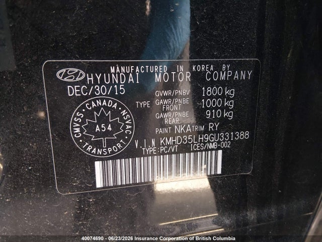 KMHD35LH9GU331388 Hyundai ELANTRA GT