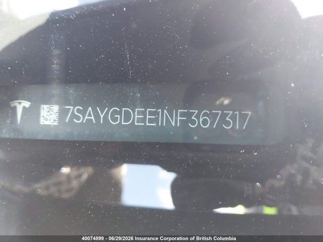 7SAYGDEE1NF367317 Tesla Model Y
