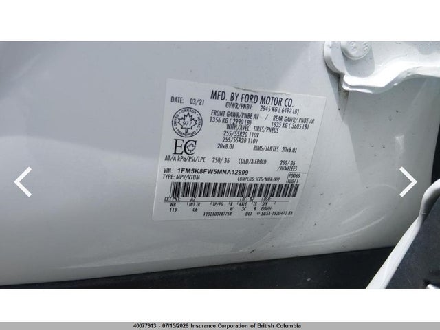 Ford Explorer Limited 2021 1FM5K8FW5MNA12899 Image 9