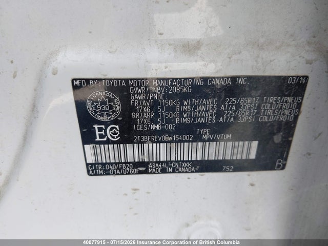 Toyota RAV4 2014 2T3BFREV0EW154002 Image 9