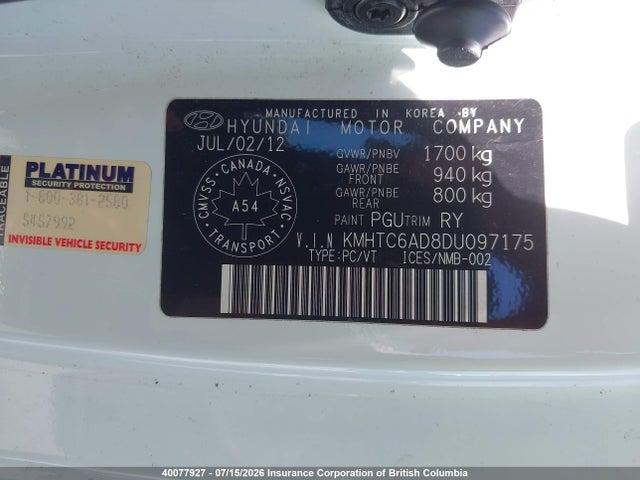 Продажа на аукционе авто 2013 Hyundai Veloster, vin: KMHTC6AD8DU097175, номер лота: 40077927