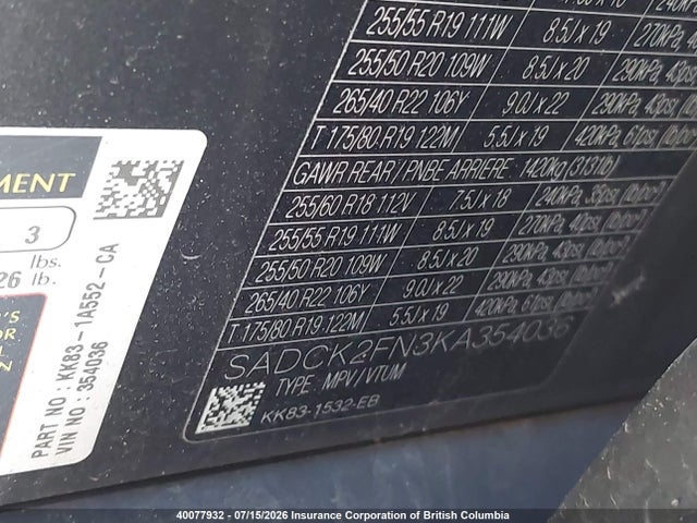 SADCK2FN3KA354036 Jaguar F-pace Prestige