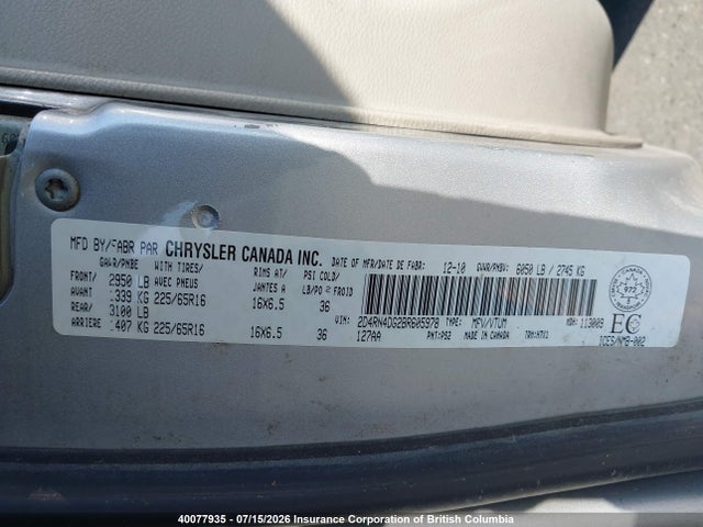 Продажа на аукционе авто 2011 Dodge Grand Caravan Se/sxt, vin: 2D4RN4DG2BR605978, номер лота: 40077935