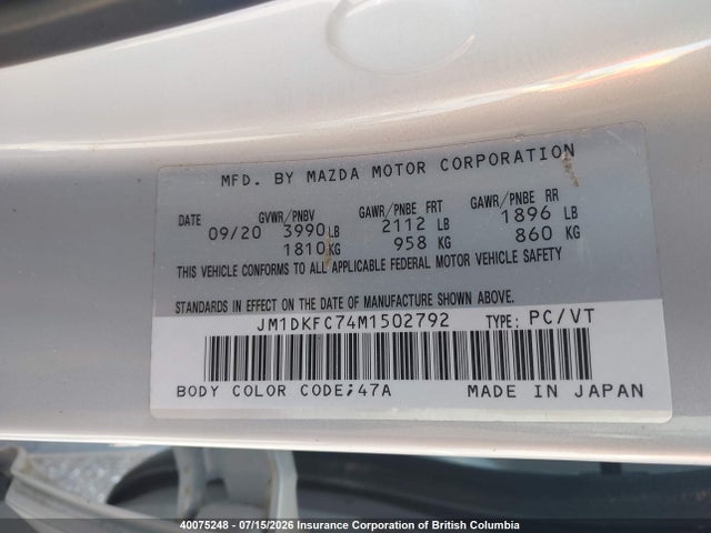 JM1DKFC74M1502792 Mazda Cx-3 Touring