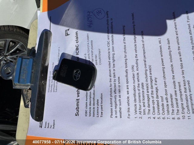 2015 Toyota Camry მანქანა იყიდება აუქციონზე, vin: 4T1BF1FK0FU024558, აუქციონის ნომერი: 40077958
