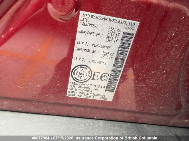 Nissan Rogue 2020 5N1AT2MV5LC790214 Image 5