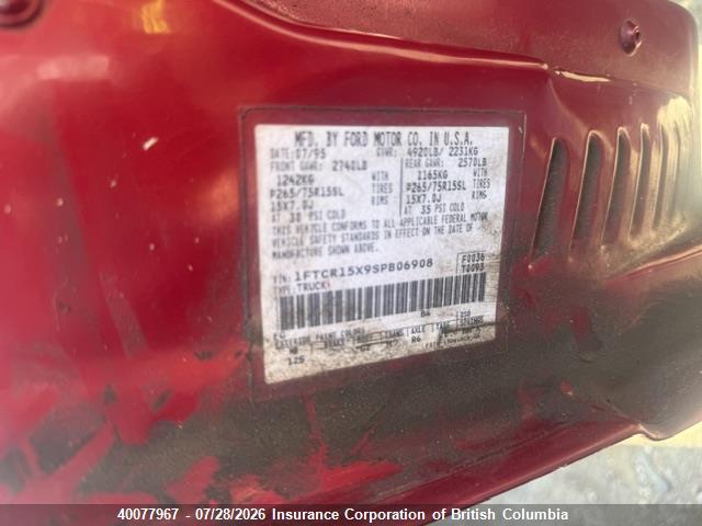 40077967 :رقم المزاد ، 1FTCR15X9SPB06908 vin ، 1995 Ford Ranger Super Cab مزاد بيع