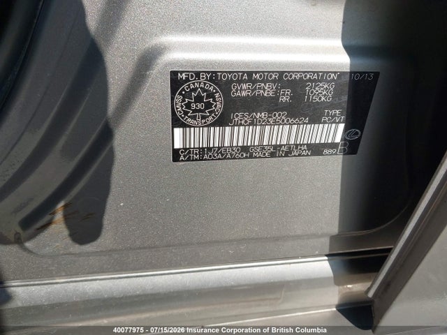 Lexus IS 250 2014 JTHCF1D23E5006624 Image 9