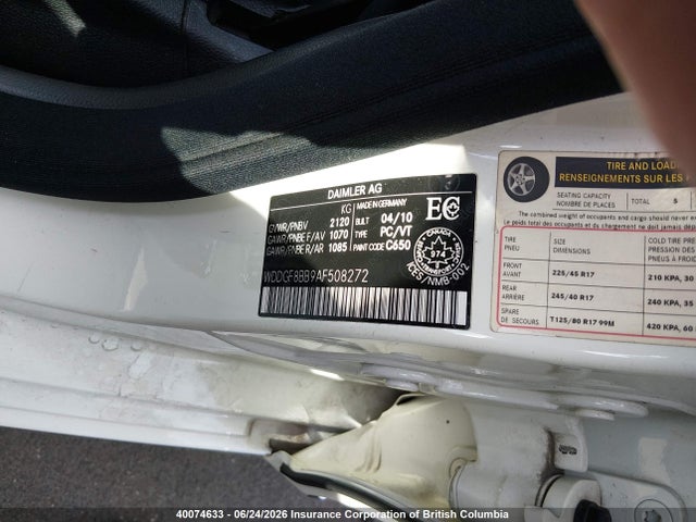 Aukcja sprzedaży 2010 Mercedes-benz C 300 4matic, vin: WDDGF8BB9AF508272, numer aukcji: 40074633