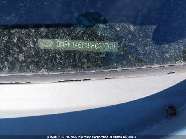 Aukcja sprzedaży 2006 Hyundai Sonata Gl V6, vin: 5NPET46F16H021709, numer aukcji: 40078007