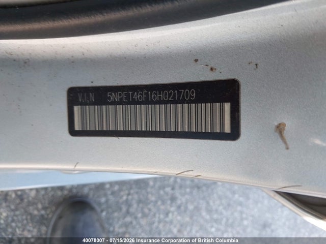 Aukcja sprzedaży 2006 Hyundai Sonata Gl V6, vin: 5NPET46F16H021709, numer aukcji: 40078007