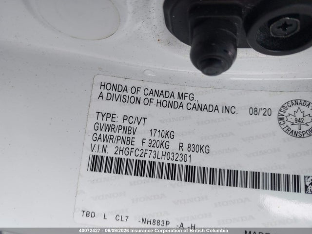 Honda CIVIC EX 2020 2HGFC2F73LH032301 Image 9