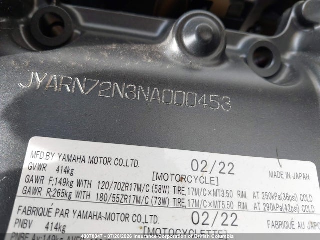 Yamaha Mt09 D 2022 JYARN72N3NA000453 Image 10