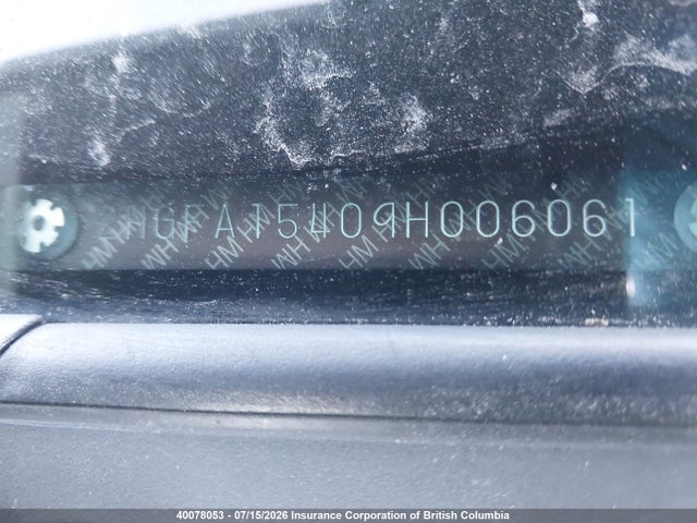 2009 Honda Civic მანქანა იყიდება აუქციონზე, vin: 2HGFA15409H006061, აუქციონის ნომერი: 40078053